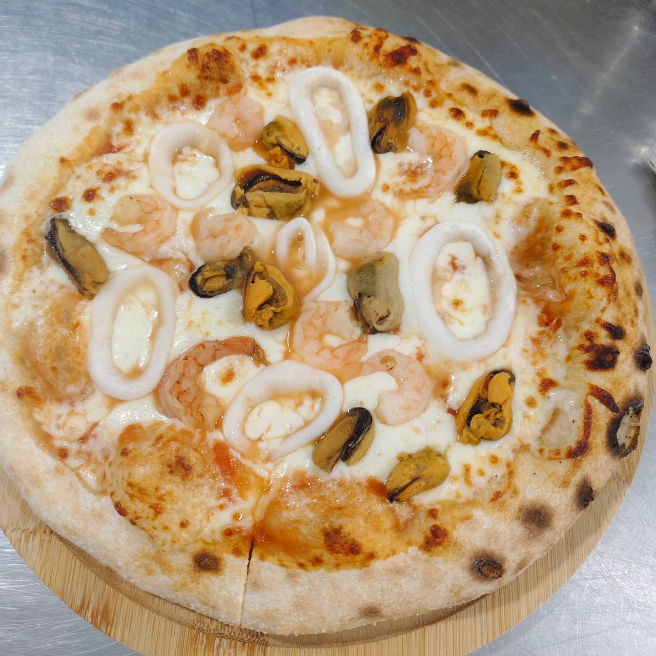 Seafood pizza